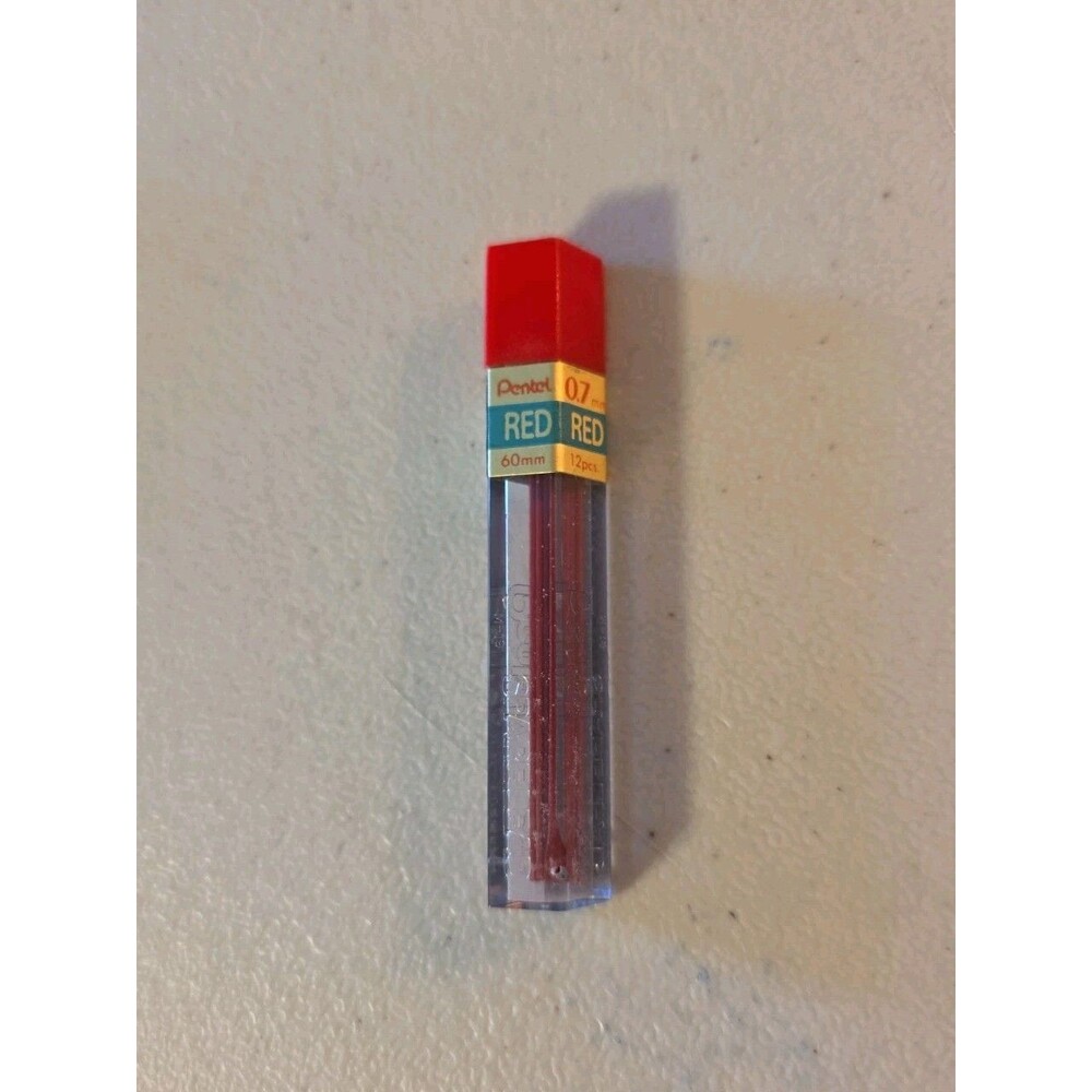 PPR-7 Pentel Pencil Lead Refill, 0.7mm Red Lead, 12 Leads/Tube, Pack of 1 Tube